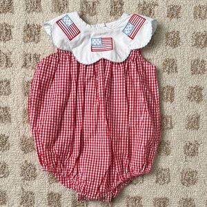 Stitchy Fish Grand Old Flag Embroidered Bubble Red Gingham